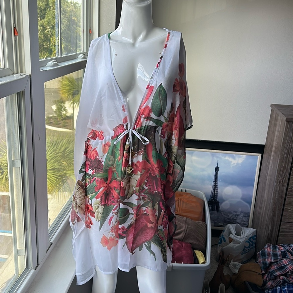 BLEU ROD BEATTIE SWIM COVER UP TUNIC DRESS SIZE M MSRP $79.00 NWT